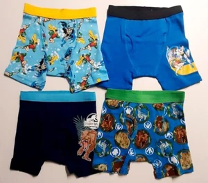 Lot of 4 Boys Boxer Briefs Size 4 Cartoon Designs Cotton Batman, Jurassic park - Picture 1 of 7