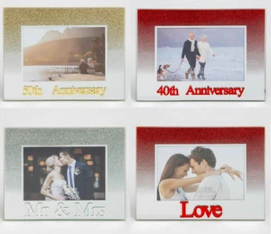 NEW Wedding Engagement Anniversary Glitter Frames 5x3.5 with Engraving Gifts - Picture 1 of 10
