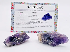 2 x Amethyst Natur Roh Kristall Spitze Stab Muster Stein - Bild 1 von 7