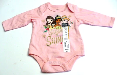 Bebé Recién Nacido Disney Princesa Navidad Rosa Conjunto de Una Pieza - Nuevo Foto 1 de 4