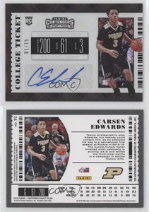2019 Contenders Draft Picks Diamond Ticket /15 Carsen Edwards #92 Rookie Auto RC