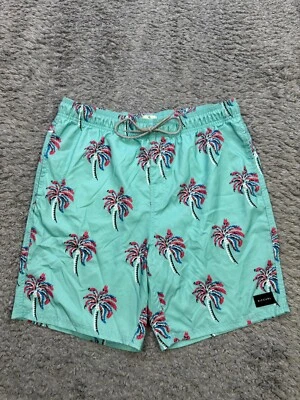 Rip Curl Board Shorts Men Large Turquoise Floral Hawaiian Lay Days Swim Trucks - Image 1 of 4