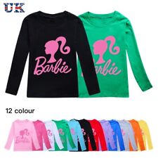 New Girls Barbie The Movie Print Casual Long sleeved T-shirt Cotton Top Age 2-14