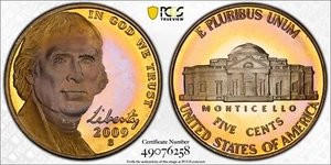 PR67DCAM 2009-S 5C Jefferson Proof Nickel, PCGS Trueview- Pastel Album Toned - Picture 1 of 6