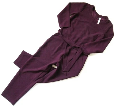 NWT Madewell Sloan Jumper in Dark Cabernet Burgundy Belted Crepe Jumpsuit 2 - Image 1 of 4