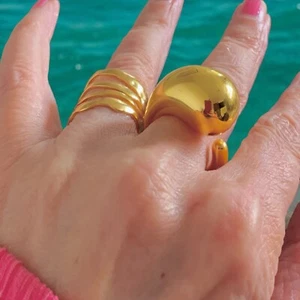 STATEMENT Large Dome Ring Adjustable. Gold Rocks Boutique - Picture 1 of 6