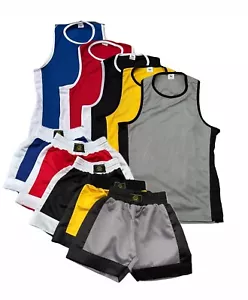 Pantaloncini da boxe e top 2 pezzi set MMA tailandese calcio tessuto raso di alta qualità - Foto 1 di 8