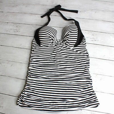Tommy Bahama Women's Tankini Swim Top Size XS Bra Cup DD Black White Swimsuit - Image 1 of 4