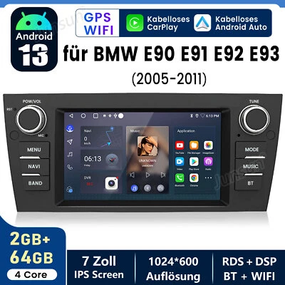 Autoradio Für BMW E90 E91 E92 E93 Carplay Android 13 GPS NAV SWC RDS DAB+ 2G+64G - Bild 1 von 4