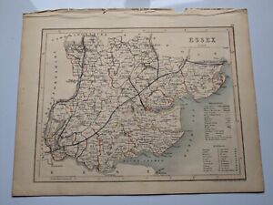 County map of Essex England hand coloured c1860