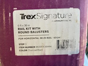 Trex Step 3 BKAR0636HRK 6’ x 36” Rail Kit w/ ROUND Aluminum Balusters, Black - Picture 1 of 7
