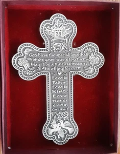 Pewter Wall CROSS 25th Anniversary Worded Corinthians 13:4-5  New in Box - Picture 1 of 1