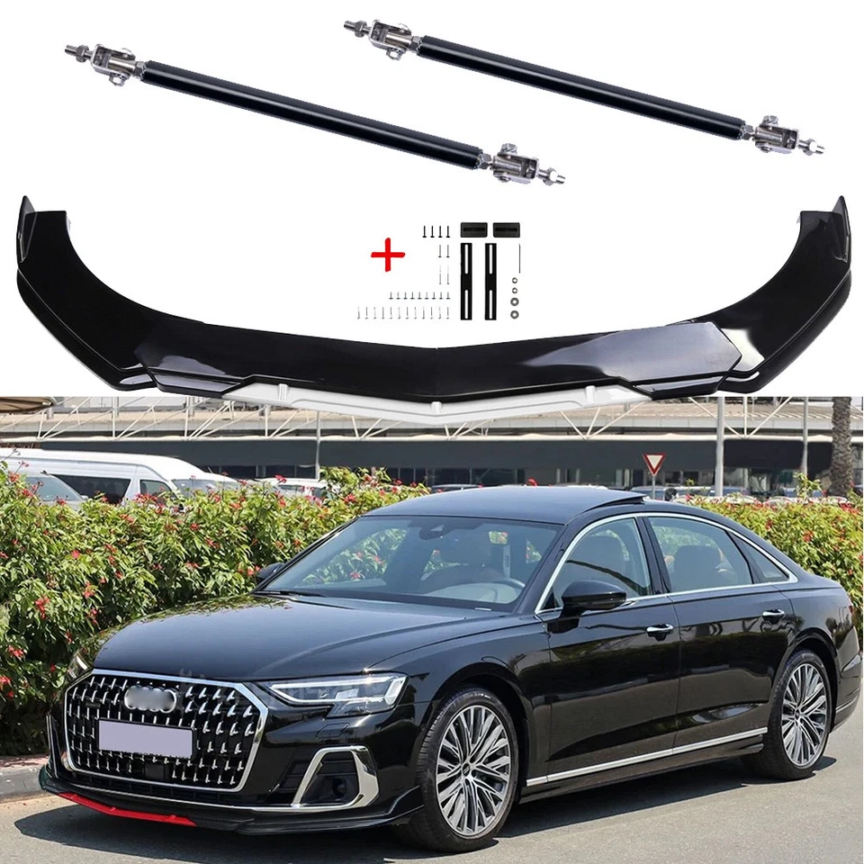 For Audi A8 A8L S8 Front Bumper Lip Splitter /Sport /Spoiler Black Whit Foto 1 de 4