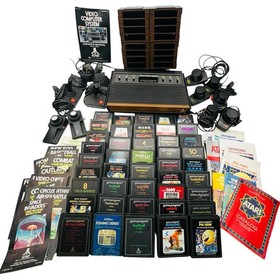 Atari 2600 Lot 43 Games 20 Manuals Console Controllers MusicMate Holder UNTESTED