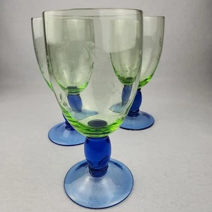 Pfaltzgraff Summer Breeze 17 Unzen Grün und blau geätzte Eistee Wasserkelche - 3 - Bild 1 von 5