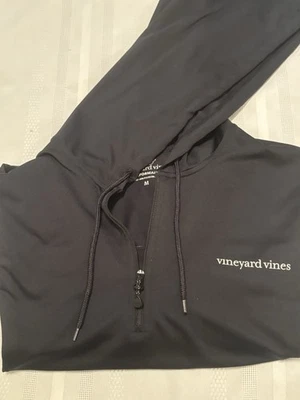 Vineyard Vines Para hombres Mediano 1/4 Cuarto Cremallera Pullover Cordón Sudadera con Capucha Negra Foto 1 de 4