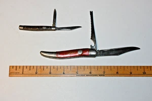 Vintage Pair of Imperial candy Stripe Pocket Knives Fish-Knife & Small Knife - Picture 1 of 10
