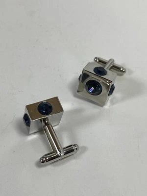 Abotoaduras cúbicas com pedras azuis - Imagem 1 de 4