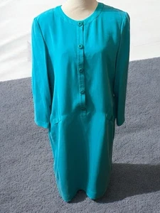 Vintage 80s Shomi Silk Midi Teal Dress 14 Excellent Condition - Picture 1 of 4