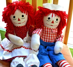 Vintage handgefertigte Stoffpuppen Ann & Andy groß ca. 18 zoll - Bild 1 von 4