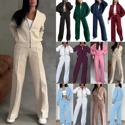 Ladies 2PCs Joggers Tracksuit Hoodies Coat Tops Pants Set Casual Suits PLUS SIZE - Image 1 of 4
