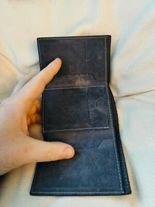 Men's handmade trifold leather wallet, Dark Brown - Picture 1 of 4