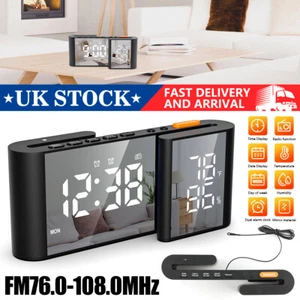 Modern Desk Clock FM Radio Auto Time Sync Dual Alarm USB Charger Port - Picture 1 of 4