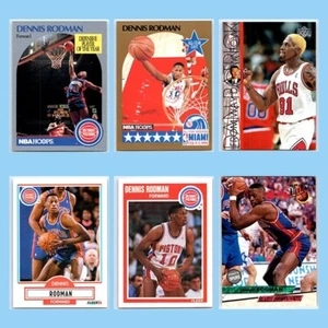 Lot of 6 Dennis Rodman Cards Pistons Spurs Bulls Lakers Mavericks HOF Topps - Picture 1 of 2