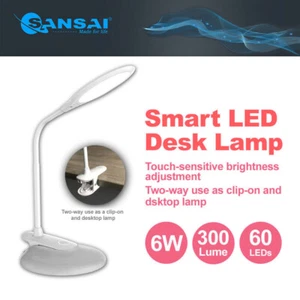 Sansai Dual Base Home/Office/School Rotatable 6W LED Desk Lamp/Light w/ Clip-on - Picture 1 of 3