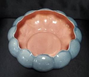 Red Wing Rumrill Scalloped Planter #278 Blue &Terra Cotta Color Pottery Bowl VTG - Picture 1 of 6