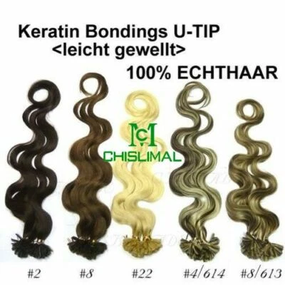50cm 50g 100s Wavy Remy Human Hair Extensions U Tip Human Hair Extensions 20inch - Image 1 of 4
