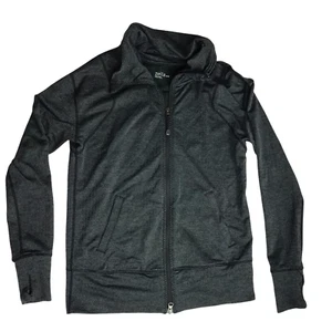 ZELLA Athletic Jacket Zip Coat Cowl Neck Gray Herringbone Pattern Women's M - Picture 1 of 11