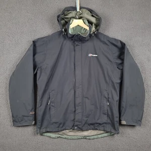 BERGHAUS Jacket Mens XL Black AQ2 Waterproof Rain Coat Hooded Lightweight - Picture 1 of 15