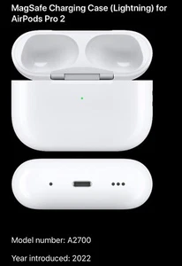 Apple AirPods Pro 2nd Gen Charging Case Replacement Lightning Only - A2700 - Picture 1 of 6