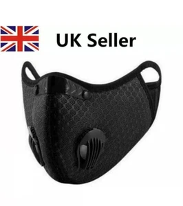 Reusable Washable Anti Pollution Face Mask PM2.5 One/Two Air Vent With Filter UK - Picture 1 of 9