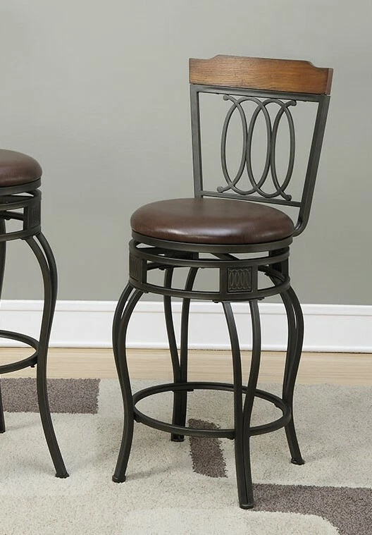 24"H Brown Solid wood with Metal Frame Counter Stool Chair (Set of 2) 1F1523 - Image 1 of 1