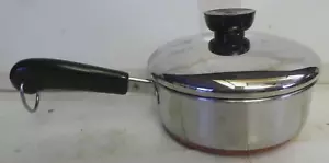 Olla para salsa Revere Ware de 3/4 cuartos de galón de acero inoxidable con fondo de cobre 89j con tapa - Usada - Imagen 1 de 10