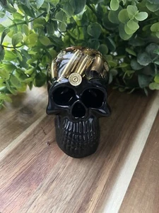 Handmade Black Epoxy Resin Recycled Bullet Skull Decoration  - Picture 1 of 2
