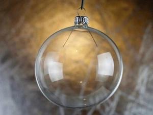 CLEAR CHRISTMAS GLASS BAUBLES Mouth Blown 12 pcs x 80 mm Ornaments . - Picture 1 of 5