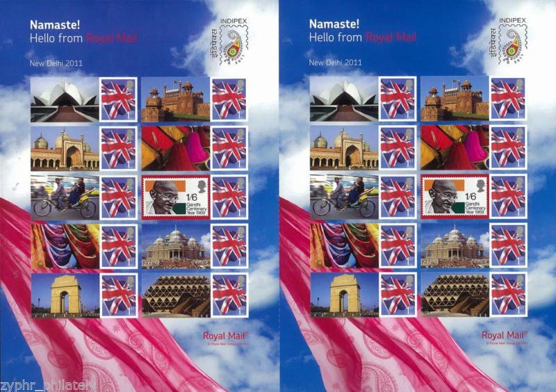 Great Britain - "ARCHITECTURE ~ MAHATMA GANDHI ~ INDIPEX 2011" Mint Smiler Sheet - Image 1 of 3