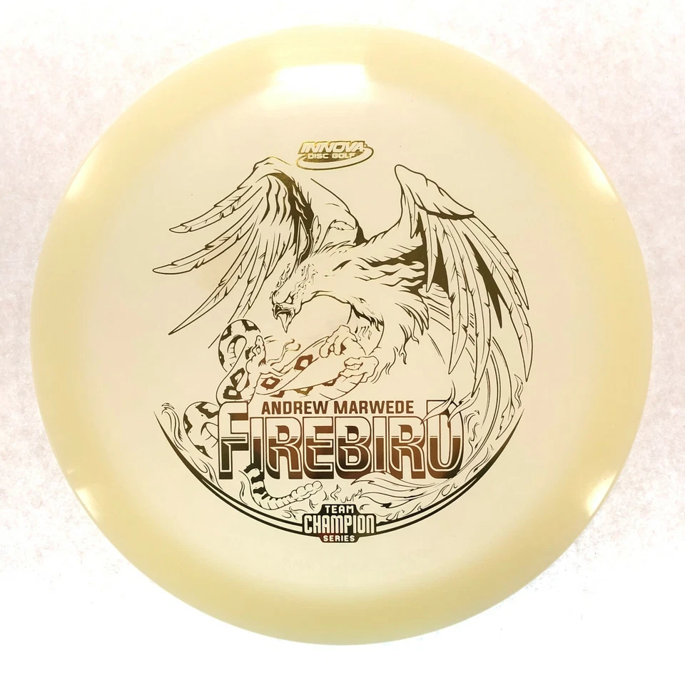 DISC GOLF INNOVA ANDREW MARWEDE TEAM CHAMPION GLOW FIREBIRD 173-5g GOLD FOIL - Image 1 of 1