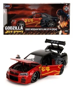 Coche diecast Jada Godzilla 2002 Nissan Skyline GT-R R34 rojo/negro 1:24 - Imagen 1 de 6