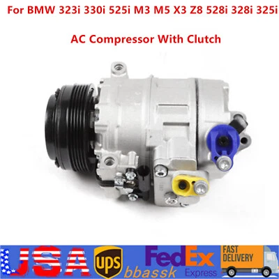 Compresor de aire acondicionado con embrague para BMW 318ti 1.9L 323Ci 323i 325i 2.5L Foto 1 de 4