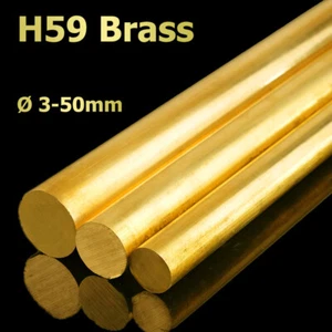 Round H59 Brass Rods Solid Bar Shaft Metal Raw Material Ø 3mm - 50mm Select Size - Picture 1 of 10