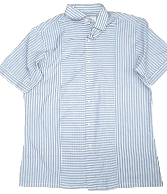 Van Heusen Vintage Hombre Manga Corta Azul Cielo Rayas Blancas Luz Camisa 102cm - Imagen 1 de 4