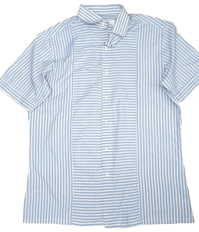 Van Heusen Vintage Hombre Manga Corta Azul Cielo Rayas Blancas Luz Camisa 102cm - Imagen 1 de 4