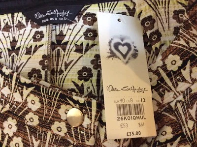 Nuevo con etiquetas PVP £35 Miss Selfridge Otoño Floral Popper Falda Frontal Bolsillos Reino Unido 12 Foto 1 de 4