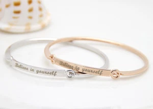 Silver Plated Colour BELIEVE IN YOURSELF Bracelet Jewelry Charm Cuff Bangle Gift - Picture 1 of 11