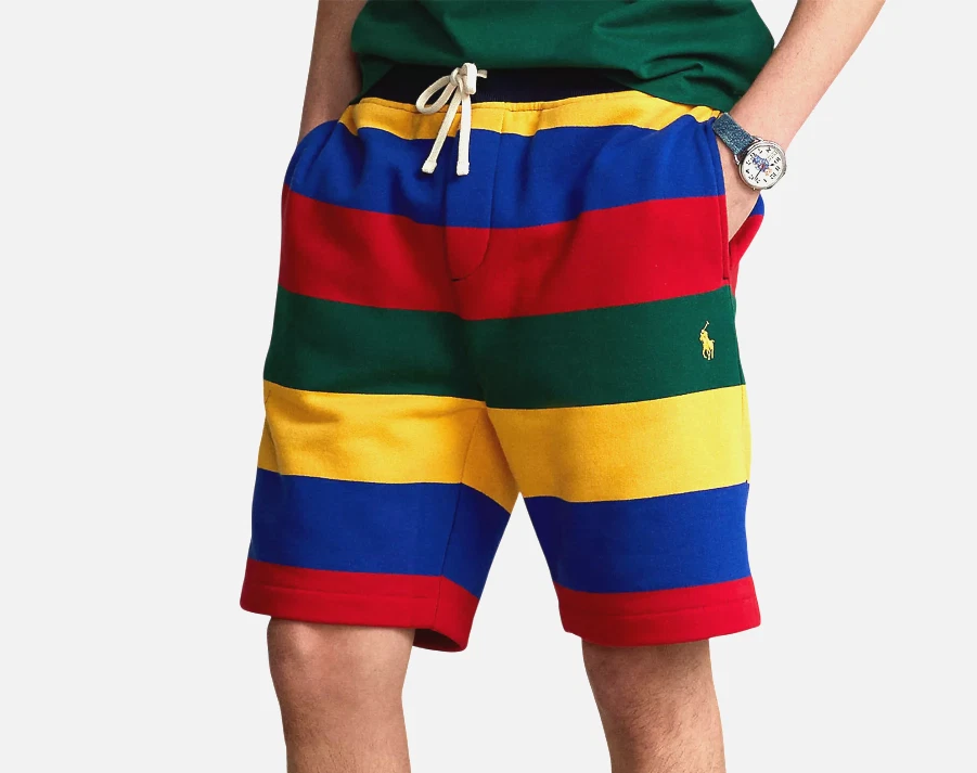 Ralph Lauren Polo Color-Blocked Striped Fleece 8" Shorts Size XXL