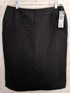NWT Kasper 12 Skirt Lined Side Slits Back Zip Black Tan Career Dressy NEW $60 A3 - Picture 1 of 12